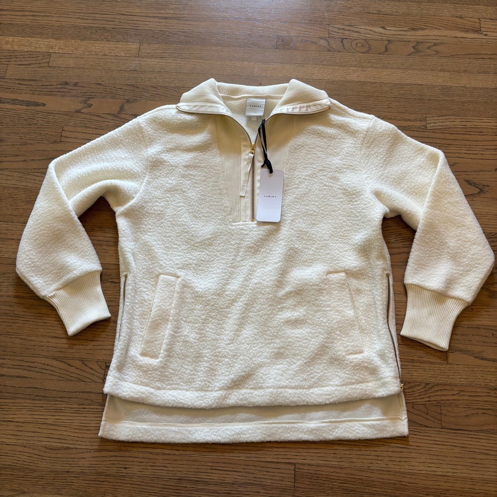 Varley Wallace Half Zip Fleece Pullover Egret White Small VAR01609 Borg Teddy